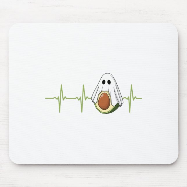 Tapis De Souris Avocado Heartbeat Halloween Ghost Boocado Vegan Me (Devant)