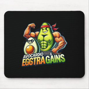 Tapis De Souris Avocardio et Eggstra Gains Drôle Gym Fitness Et