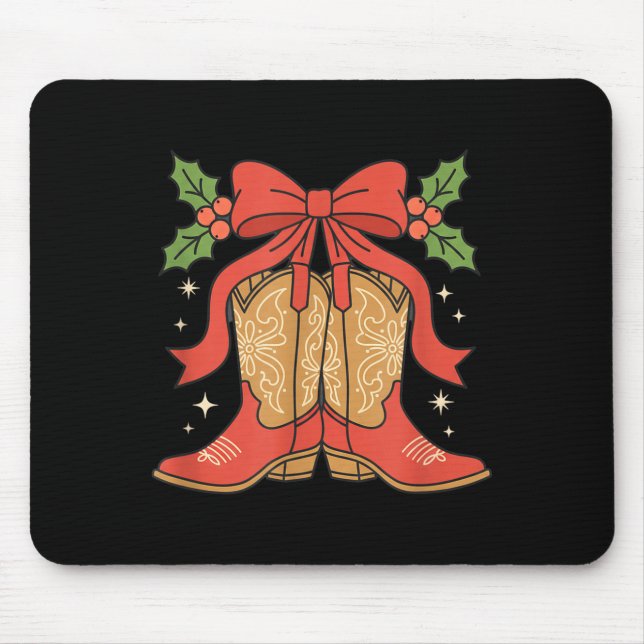 Tapis De Souris Awareness Cowboy Boots Christmas Breast Cancer Sup (Devant)