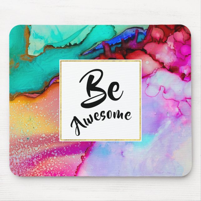 Tapis De Souris Awesome rose et turquoise Aquarelle Abstraite (Devant)