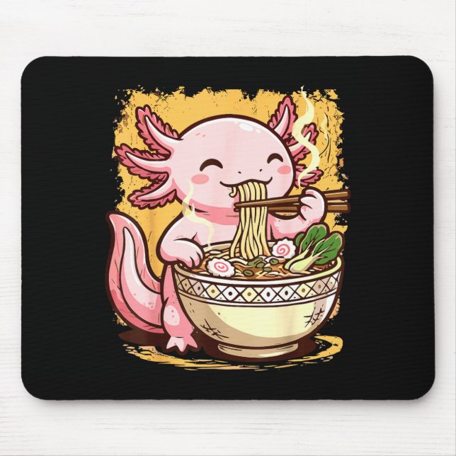 Tapis De Souris Axolotl Eating Ramen Noodles  (Devant)