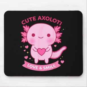 Tapis De Souris Axolotl mignon Amour &amp; Sourire Kawaii Cœur Ani