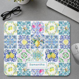 Tapis De Souris Azulejo sicilien chic dalles d'Amalfi Méditerranée