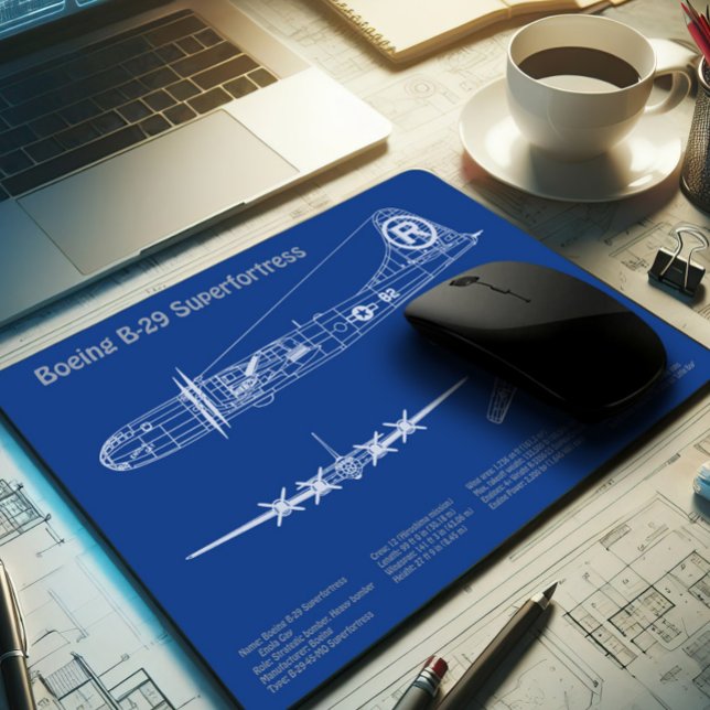 Tapis De Souris B-29 Superforteresse - Plan directeur de l'avion A (Créateur téléchargé)