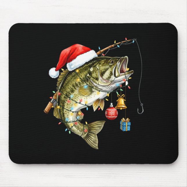 Tapis De Souris B Fish Festive Lights Christmas Funny Fishing Long (Devant)