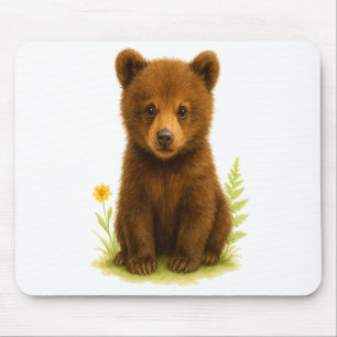 Tapis De Souris Baby Bear Cub en Fleur sauvage