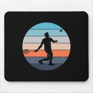 Tapis De Souris Badminton Player Racquet Sport Navette Retro Vinta