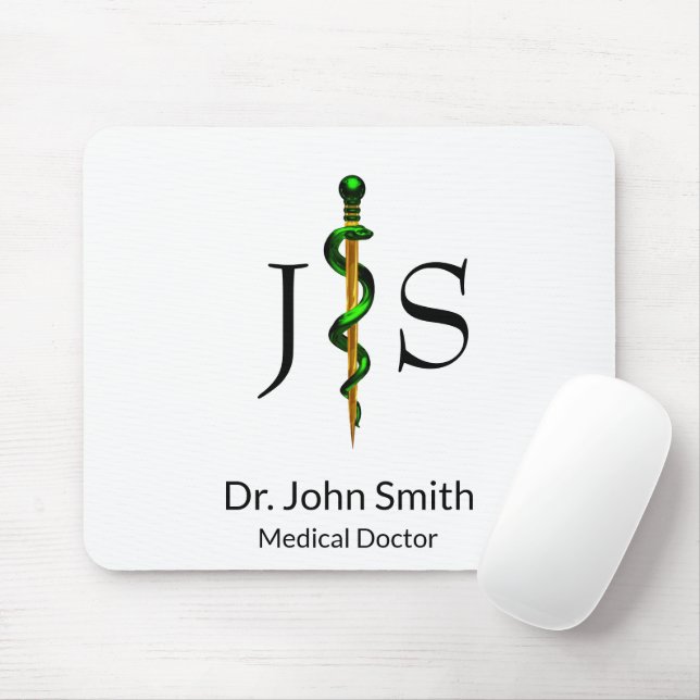 Tapis De Souris Bague d'or vert Asclepius Herbal Médicale (Avec souris)