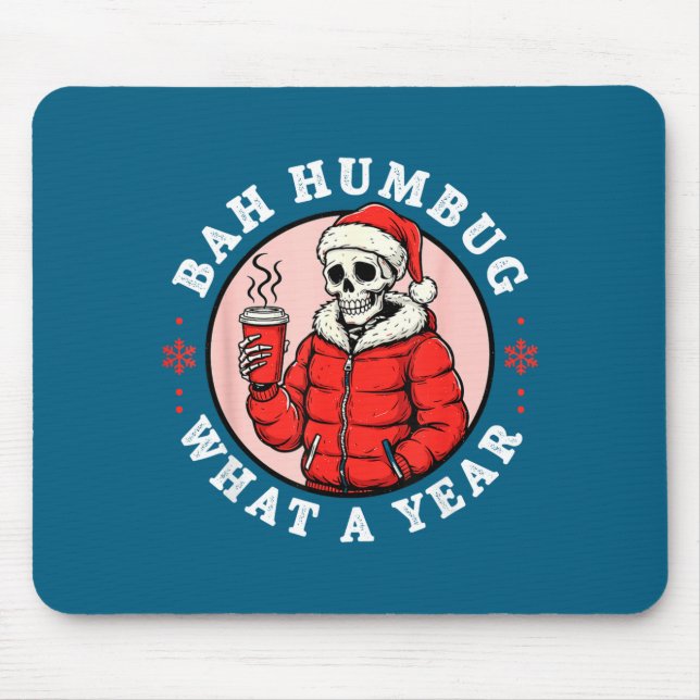 Tapis De Souris Bah Humbug Skull Hat Santa's Candy Christmas Pajam (Devant)