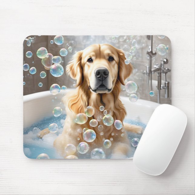 Tapis De Souris Bain de bulle Golden Retriever (Avec souris)