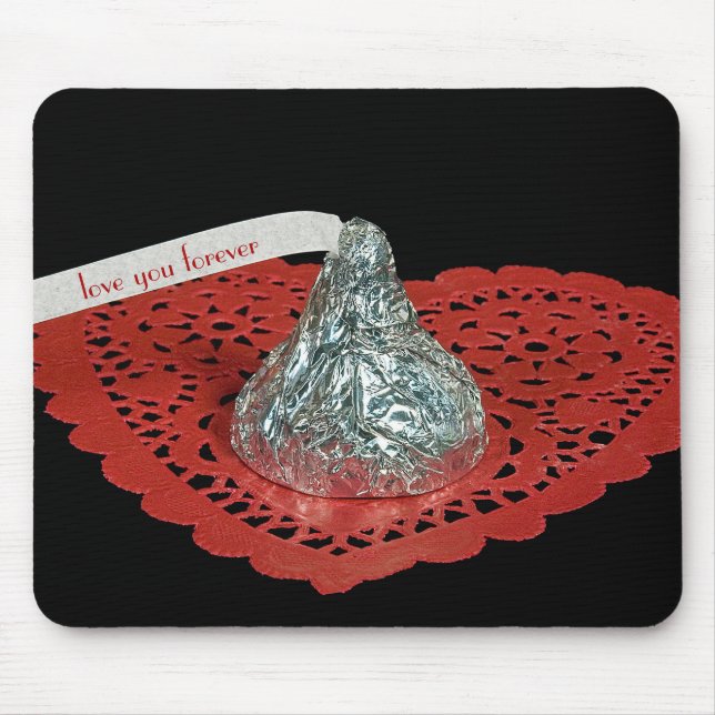 Tapis De Souris baiser de bonbons sur coeur de dentelle (Devant)