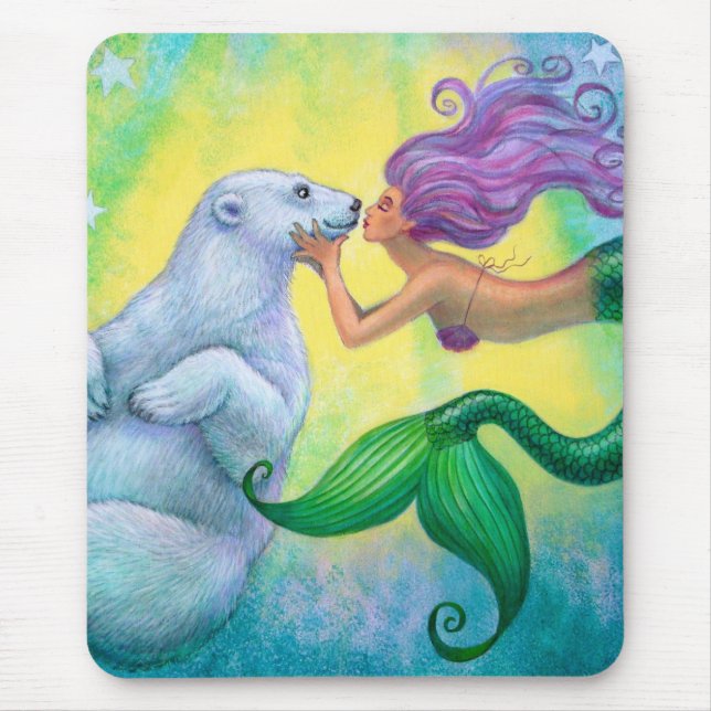 Tapis De Souris Baiser de l'ours blanc de la sirène (Devant)