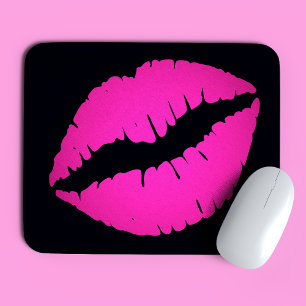 Tapis De Souris Baiser noir et rose chaud Ombre Lipstick