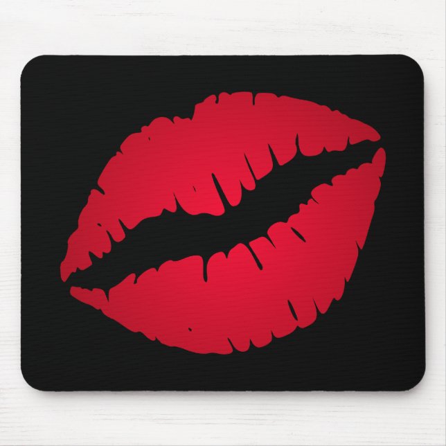 Tapis De Souris Baiser noir et rouge Ombre Lipstick (Devant)