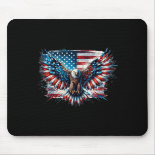 Tapis De Souris Bald Eagle 4 juillet Drapeau Américain Patriotique