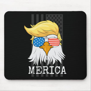 Tapis De Souris Bald Eagle 4 juillet Trump Drapeau américain drôle