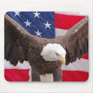 Tapis De Souris Bald Eagle avec le drapeau américain