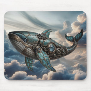 Tapis De Souris Baleine Steampunk dans les Nuages