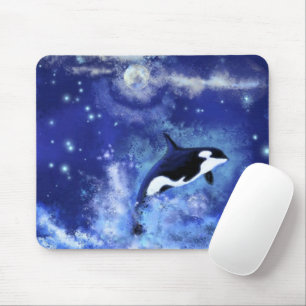 Tapis De Souris Baleines tueuses en Pleine lune - Dessin artistiqu