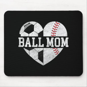 Tapis De Souris Ball Maman Coeur Amusant Baseball Soccer Maman