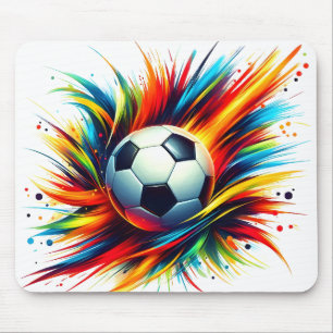 Tapis De Souris Balle de football Splash Futuriste Football Abstra