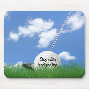 Tapis De Souris balle de golf dans l'herbe avec club
