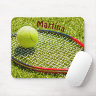 Tapis de souris balle de tennis et raquette
