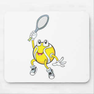 Tapis De Souris Balle de tennis fraîche tenant la raquette