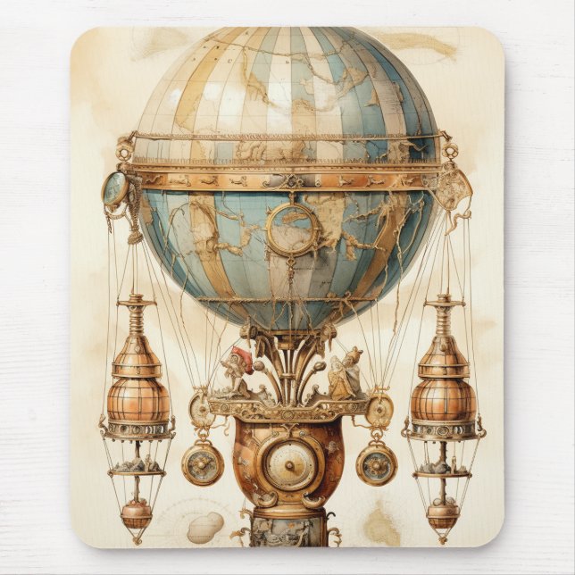 Tapis De Souris Ballon à air chaud bleu vapeur vintage (3) (Devant)
