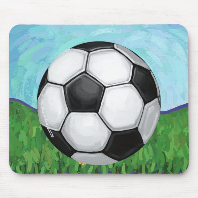 Tapis De Souris Ballon de football sur l'herbe Mousepad (Devant)