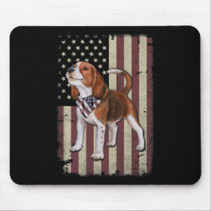 Tapis De Souris Bandana Drapeau Américain Beagle Patriotique 4 Jui