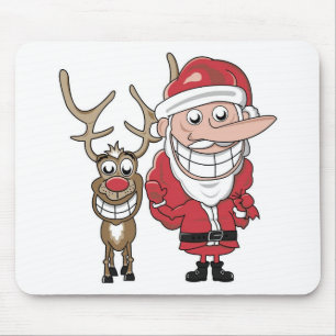 Tapis De Souris Bande dessinée drôle Père Noël et Rudolph