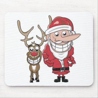 Tapis De Souris Bande dessinée drôle Père Noël et Rudolph