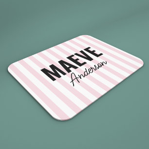 Tapis De Souris Bande rose et blanc personnalisées moderne élégant