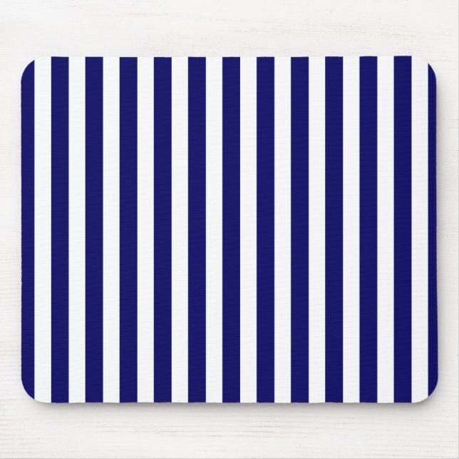 Tapis De Souris Bandes de bonbons bleu et blanc marine (Devant)