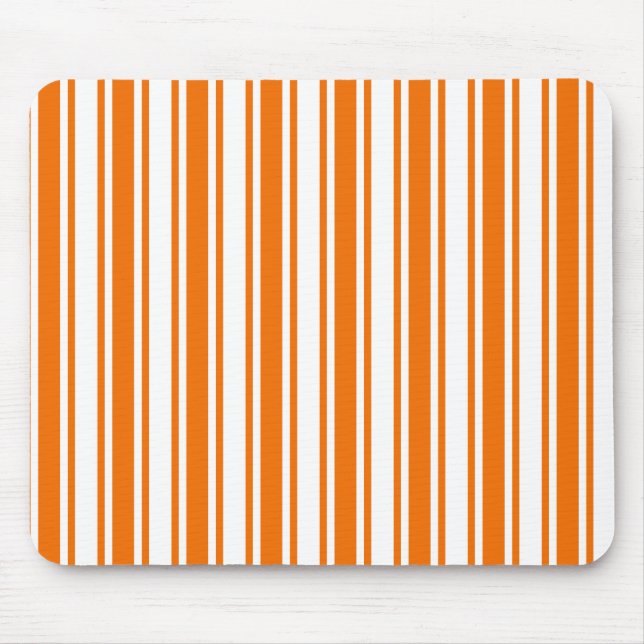 Tapis De Souris Bandes de bonbons orange et blanc (Devant)