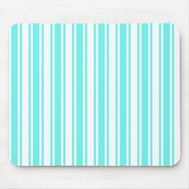 Tapis De Souris Bandes de bonbons turquoise et blanche (Devant)
