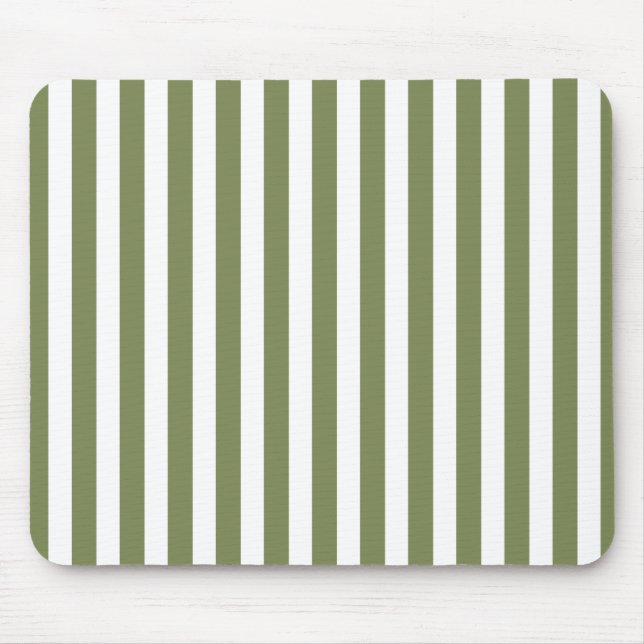 Tapis De Souris Bandes de bonbons vert olive et blanc (Devant)