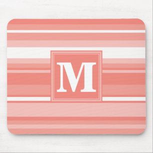 Tapis De Souris Bandes de corail monogramme