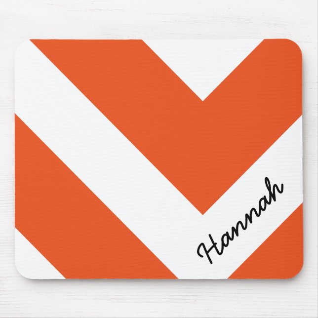 Tapis De Souris Bandes de fromage orange avec monogramme (Devant)
