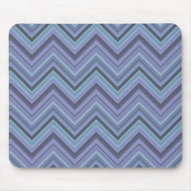 Tapis De Souris Bandes de zigzag gris bleu (Devant)