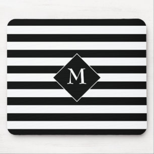 Tapis De Souris Bandes horizontales noires avec texte blanc centra