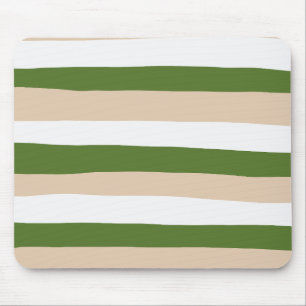 Tapis De Souris Bandes inégales - Blanc, Sable et Vert Palm