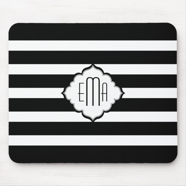 Tapis De Souris Bandes noires et blanches Motif géométrique 2 (Devant)