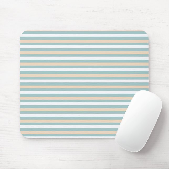 Tapis De Souris Bandes pastel bleues, blanches et bleues (Avec souris)