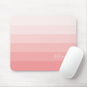 Tapis De Souris Bandes rose pastel dégradé avec nom personnalisé