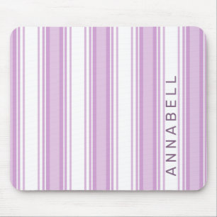 Tapis De Souris Bandes verticales violettes et blanches nom person