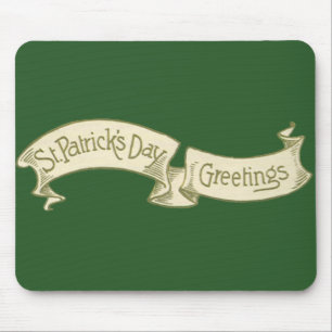 Tapis De Souris Bannière dorée de vœux vintage pour la Saint-Patri