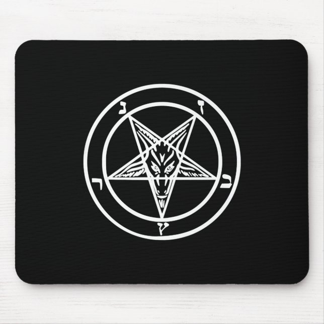 Tapis De Souris Baphomet Pentagramme inversé Chèvre Logo satanique (Devant)