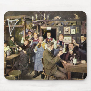 Tapis De Souris Bar à l'ancienne avec des gens qui font la fête, u